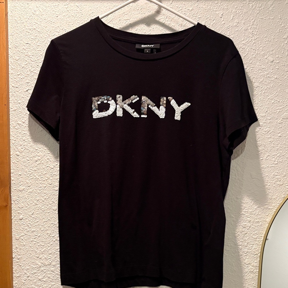 DKNY Black Tee with Silver Logo